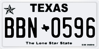 TX license plate BBN0596