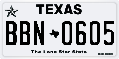 TX license plate BBN0605