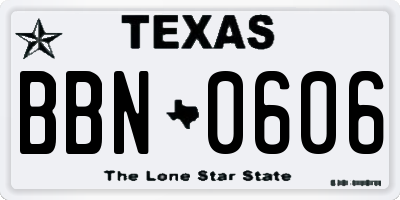 TX license plate BBN0606