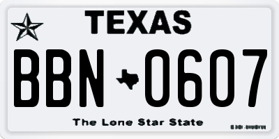 TX license plate BBN0607