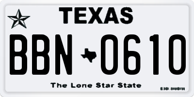 TX license plate BBN0610