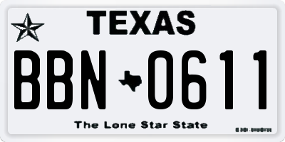 TX license plate BBN0611