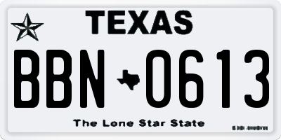 TX license plate BBN0613