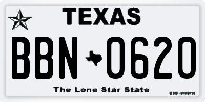 TX license plate BBN0620