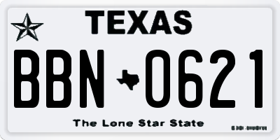 TX license plate BBN0621