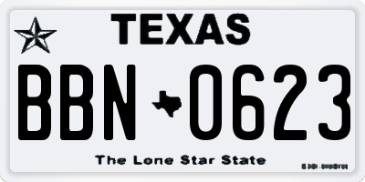 TX license plate BBN0623