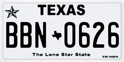 TX license plate BBN0626