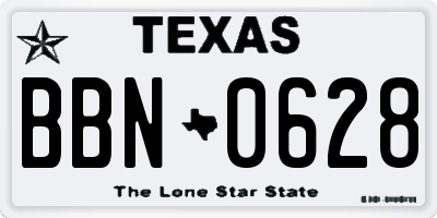 TX license plate BBN0628
