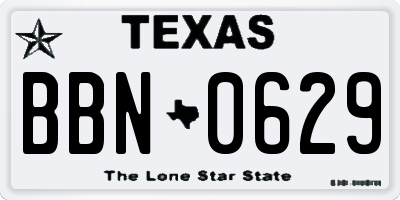 TX license plate BBN0629