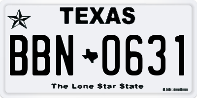 TX license plate BBN0631