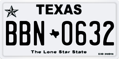 TX license plate BBN0632