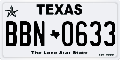 TX license plate BBN0633