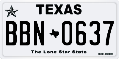 TX license plate BBN0637