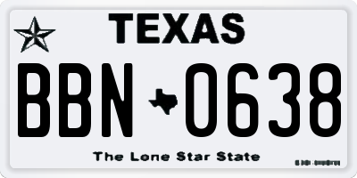 TX license plate BBN0638