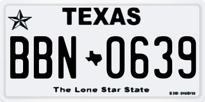 TX license plate BBN0639