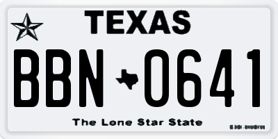 TX license plate BBN0641