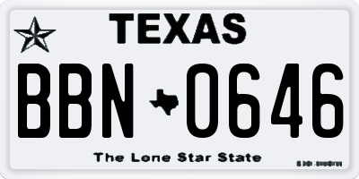 TX license plate BBN0646