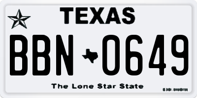 TX license plate BBN0649