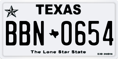 TX license plate BBN0654