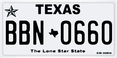 TX license plate BBN0660