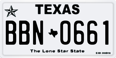 TX license plate BBN0661