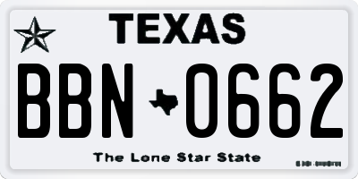 TX license plate BBN0662