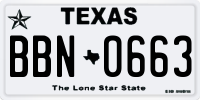 TX license plate BBN0663