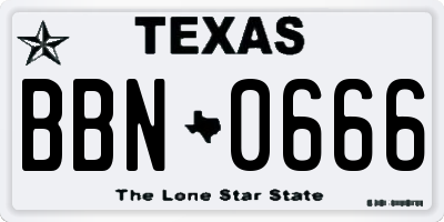 TX license plate BBN0666