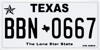 TX license plate BBN0667