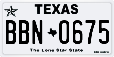 TX license plate BBN0675