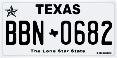 TX license plate BBN0682