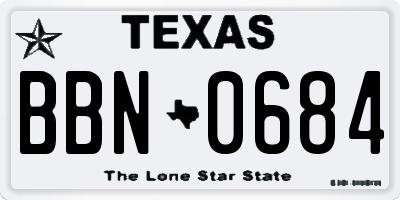 TX license plate BBN0684
