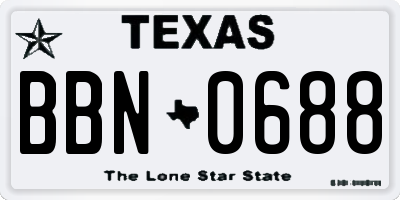 TX license plate BBN0688