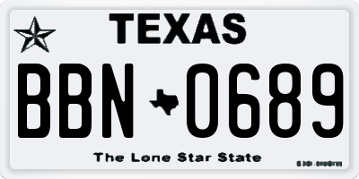 TX license plate BBN0689