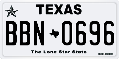 TX license plate BBN0696