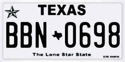 TX license plate BBN0698