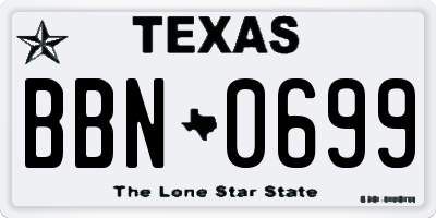 TX license plate BBN0699