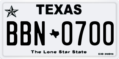 TX license plate BBN0700