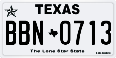 TX license plate BBN0713