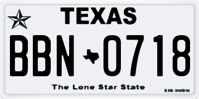 TX license plate BBN0718