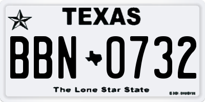 TX license plate BBN0732