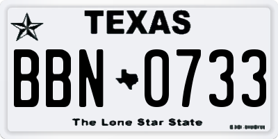 TX license plate BBN0733