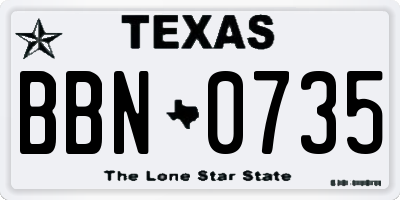 TX license plate BBN0735