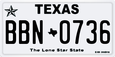 TX license plate BBN0736