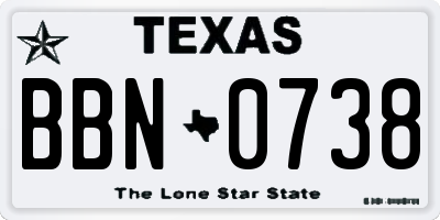 TX license plate BBN0738