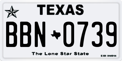 TX license plate BBN0739