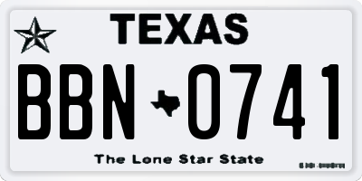 TX license plate BBN0741