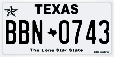 TX license plate BBN0743