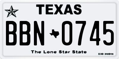 TX license plate BBN0745