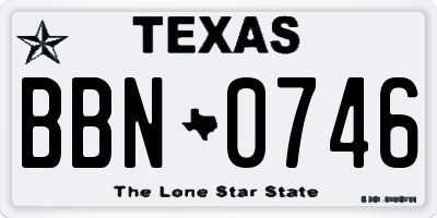 TX license plate BBN0746